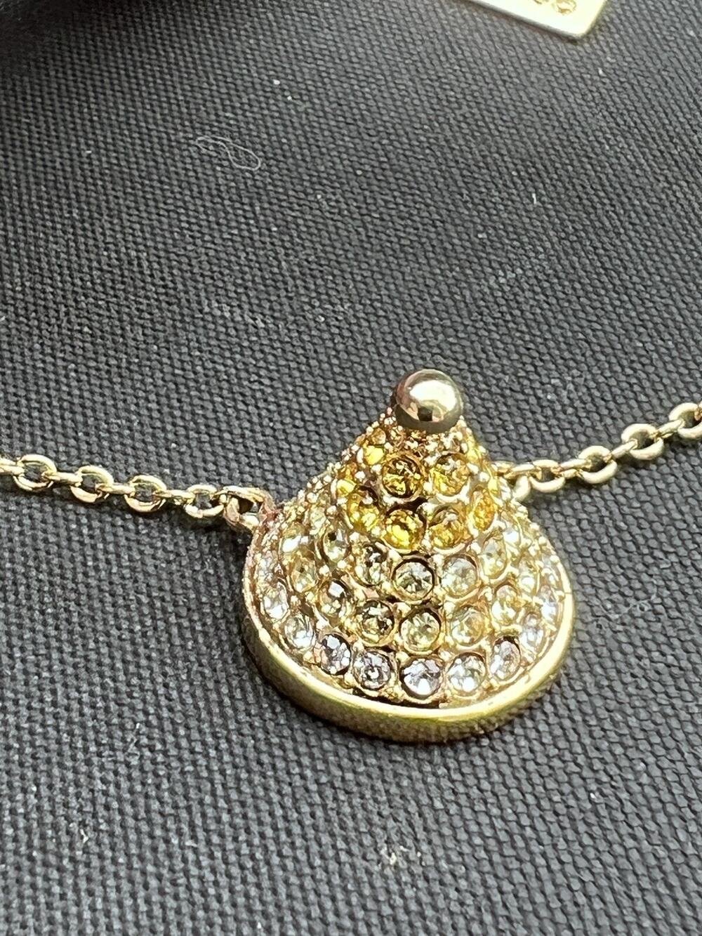 Eddie Borgo Gold & Clear Crystal Pave Cone Pendant Necklace Gold Plated